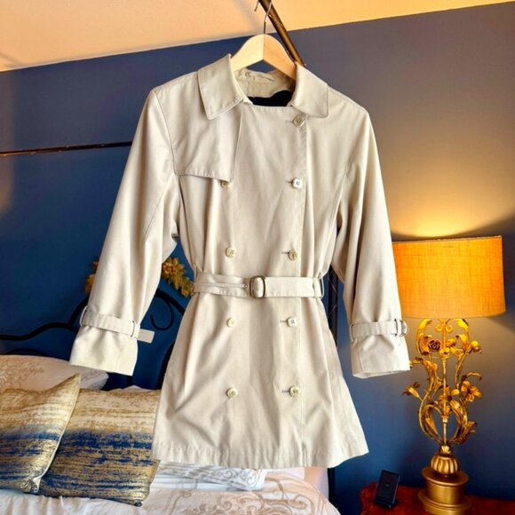 Vintage London Fog Tan Winter Trench Coat Wool Liner - Picture 4 of 14